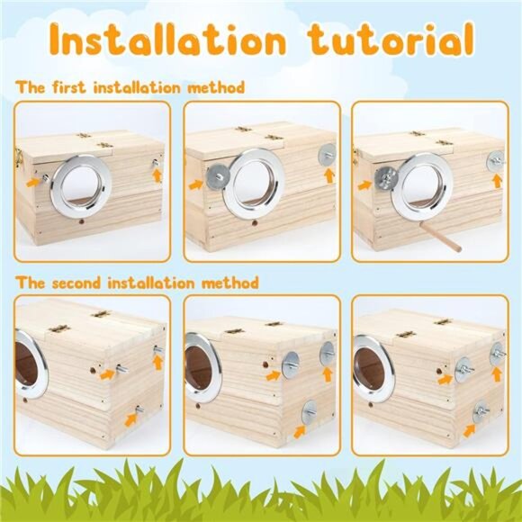 Parakeet Nesting Box Transparent Design, Bird Nest Breeding Box with Perch Wood - Picture 4 of 8